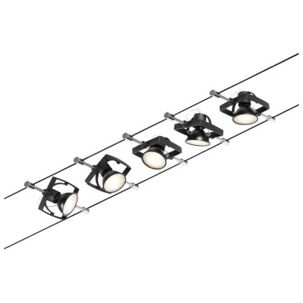 Paulmann 94434 - SETTI 5xGU5,3/10W Kohdevalo johtosysteemiin MAC 230V musta