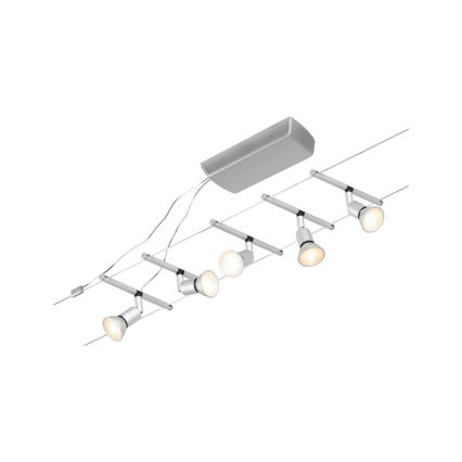 Paulmann 94442 - SETTI 5xGU5,3/10W Kohdevalo kiskojärjestelmään SALT 230V mattakromi