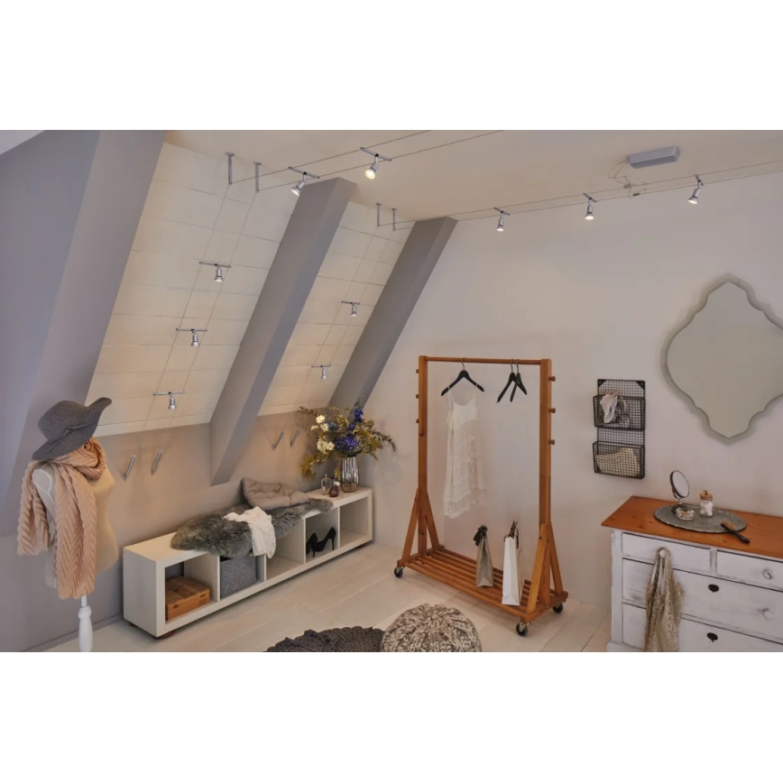 Paulmann 94443 - 1xGU5,3/10W Kohdevalaisin lankajärjestelmään SALT 12V mattakromi