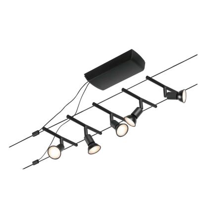 Paulmann 94446 - SETTI 5xGU5,3/10W Kohdevalo johtosysteemiin SALT 230V musta