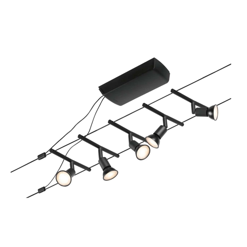 Paulmann 94446 - SETTI 5xGU5,3/10W Kohdevalo johtosysteemiin SALT 230V musta