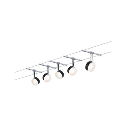 Paulmann 94457 - SARJA 5× LED/4 W kohdevalaisin CLEAR-lankajärjestelmään 230 V musta/kiiltävä kromi