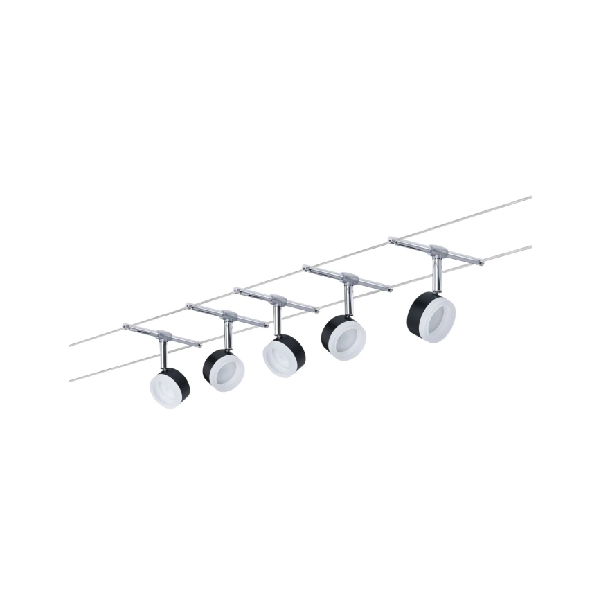 Paulmann 94457 - SARJA 5× LED/4 W kohdevalaisin CLEAR-lankajärjestelmään 230 V musta/kiiltävä kromi