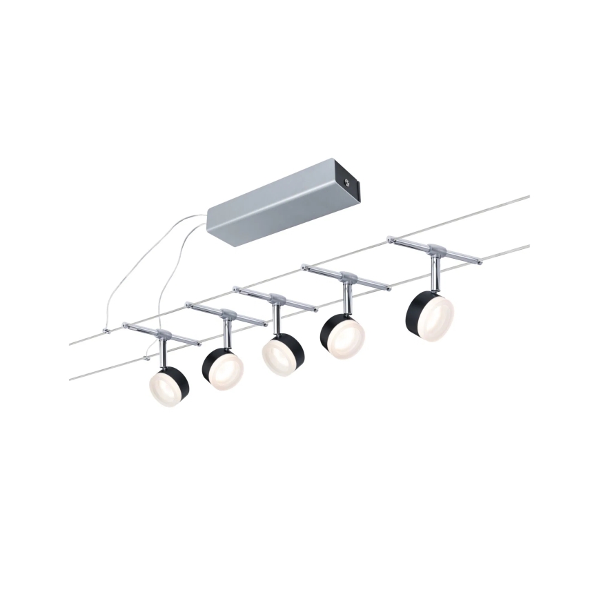 Paulmann 94457 - SARJA 5× LED/4 W kohdevalaisin CLEAR-lankajärjestelmään 230 V musta/kiiltävä kromi
