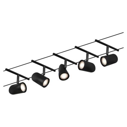 Paulmann 94469 - SETTI 5xGU5,3/10W Kohdevalo kiskojärjestelmään CUP 230V musta