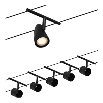 Paulmann 94469 - SETTI 5xGU5,3/10W Kohdevalo kiskojärjestelmään CUP 230V musta