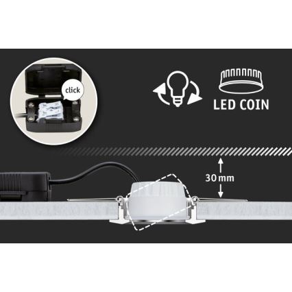 Paulmann 94472 - SET 3xLED/6W IP23 Himmennettävä upotettava kylpyhuonevalo NOVA 230V