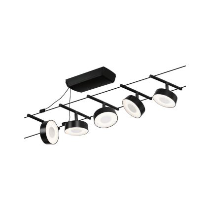 Paulmann 94479 - SETTI 5xLED/5W Kohdevalo kiskojärjestelmään CIRCLE 230V musta