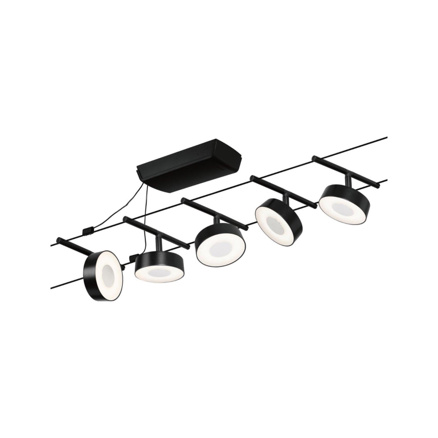 Paulmann 94479 - SETTI 5xLED/5W Kohdevalo kiskojärjestelmään CIRCLE 230V musta