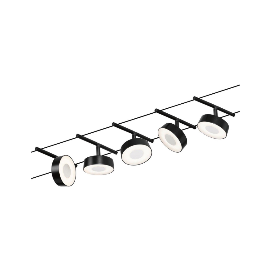 Paulmann 94479 - SETTI 5xLED/5W Kohdevalo kiskojärjestelmään CIRCLE 230V musta