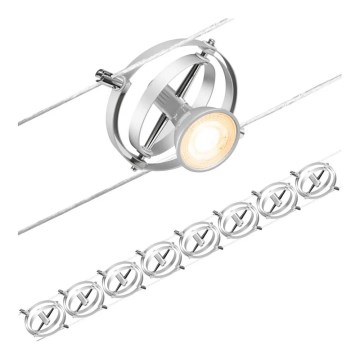 Paulmann 94490 - SETTI 8xGU5,3/7,5W Kohdevalo kiskojärjestelmään CARDAN 230V mattakromi