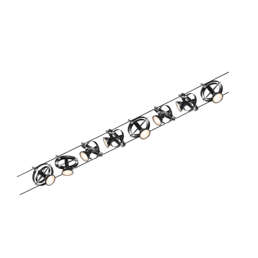 Paulmann 94494 - SETTI 8xGU5,3/7,5W Kohdevalo kiskojärjestelmään CARDAN 230V musta