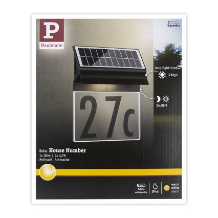 Paulmann 94694 - LED/0,2W IP44 Aurinkokenno talonumero NEDA 3,7V