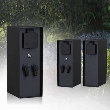 Paulmann 94701 -Ulkopistorasiapylväs hämäräsensori RIO 2Z SCHUKO 230V IP44
