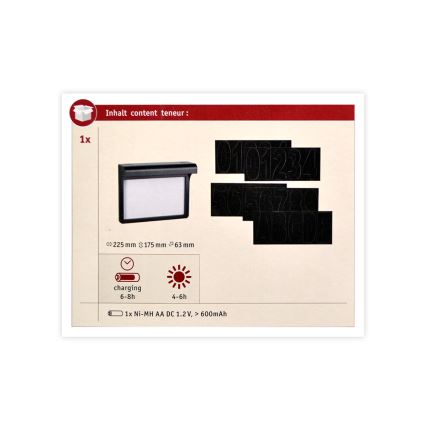 Paulmann 95388 - LED / 0,05W IP44 Aurinkokenno talonnumero anturilla DAYTON 4,8V