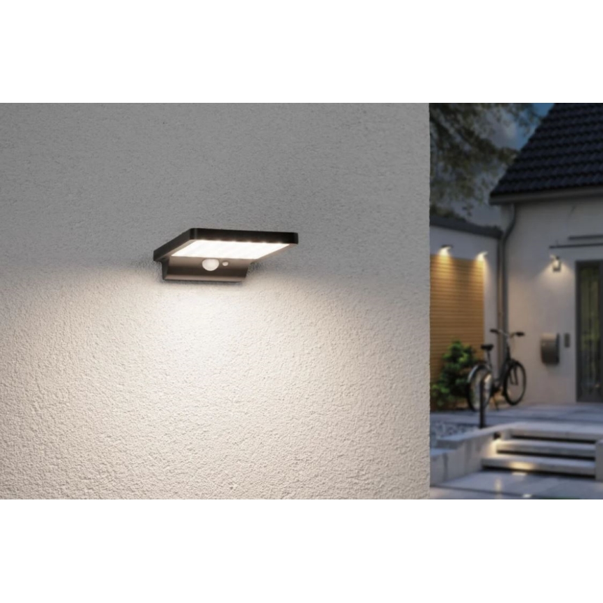 Paulmann 95393 - LED/4W IP44 Himmennettävä aurinkokenno seinävalaisin sensori SOLVEIG 3,7V