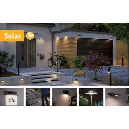 Paulmann 95393 - LED/4W IP44 Himmennettävä aurinkokenno seinävalaisin sensori SOLVEIG 3,7V