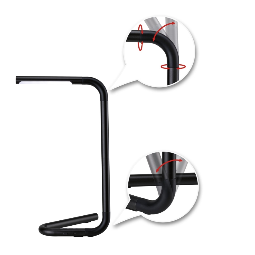 Paulmann 95424 - LED/4,5W Himmennettävä kosketusohjattu pöytävalaisin FLEXLINK 5V/USB 4400 mAh musta