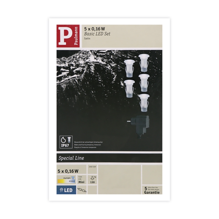 Paulmann 98891 - SET 5X LED/0,16W IP67 Upotettava valaisin ulos MICRO 230V