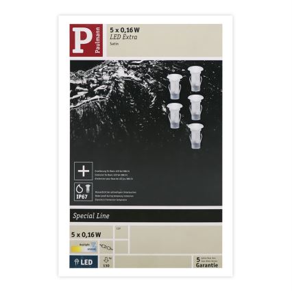 Paulmann 98892 - Laajennus SETTI 5X LED/0,16W IP67 upotettava valo ulos MICRO 12V