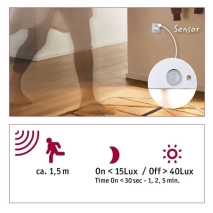 Paulmann  93134 - LED/1,2W Portaikon valo anturilla EDGE 230V mattakromi