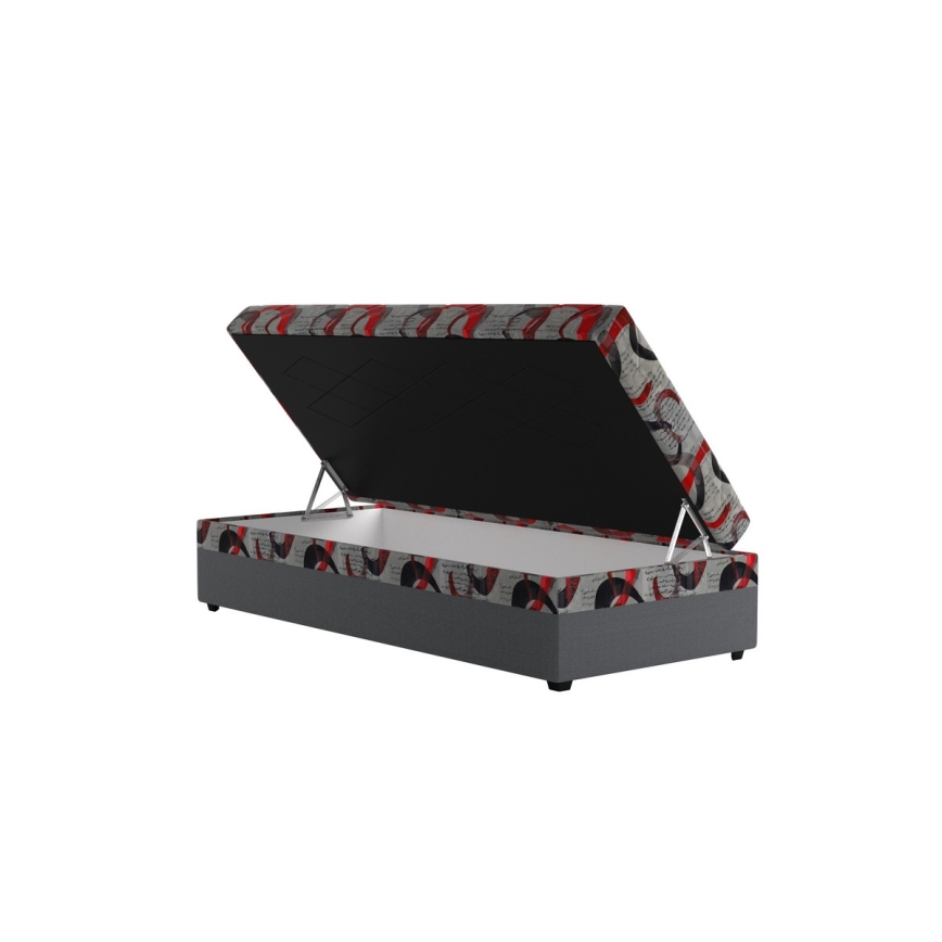 Pehmustettu säilytystilallinen vuode ESTEL 90x200 cm harmaa