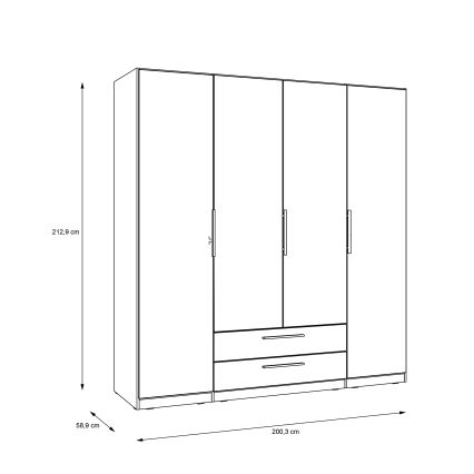 Peilillinen vaatekaappi MARO 200x213 cm artisan-tammi