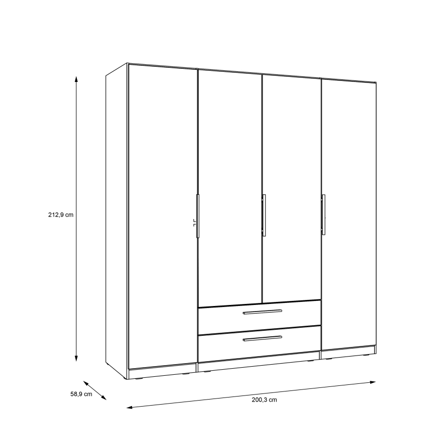 Peilillinen vaatekaappi MARO 200x213 cm artisan-tammi
