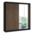 Peilillinen vaatekaappi SANTINO 203x215 cm musta/tammi craft