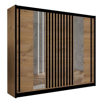 Peilillinen vaatekaappi SANTINO 250x215 cm craft-tammi/musta
