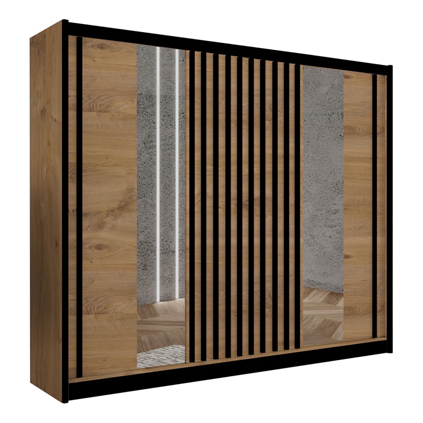 Peilillinen vaatekaappi SANTINO 250x215 cm craft-tammi/musta