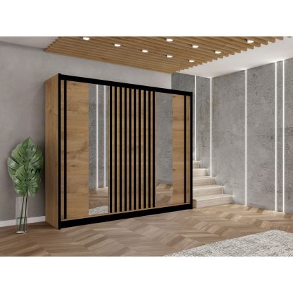 Peilillinen vaatekaappi SANTINO 250x215 cm craft-tammi/musta