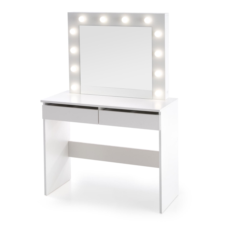 Peilipöytä LED-valolla HOLLYWOOD 140x94 cm valkoinen