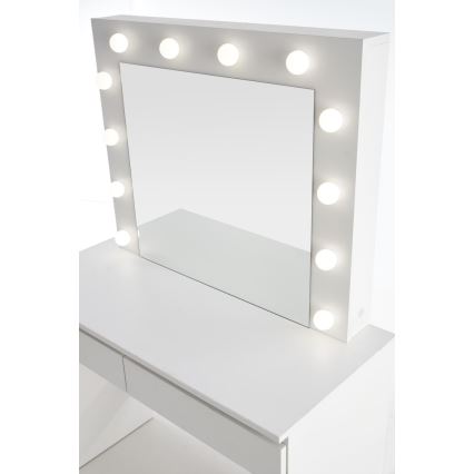 Peilipöytä LED-valolla HOLLYWOOD 140x94 cm valkoinen