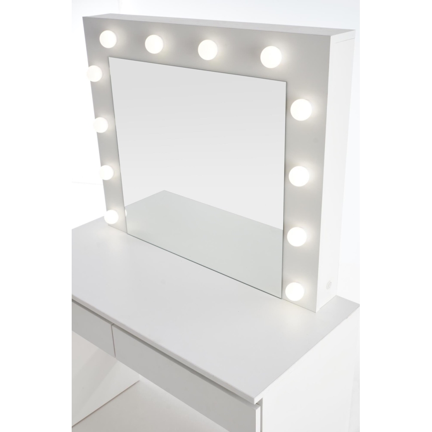 Peilipöytä LED-valolla HOLLYWOOD 140x94 cm valkoinen