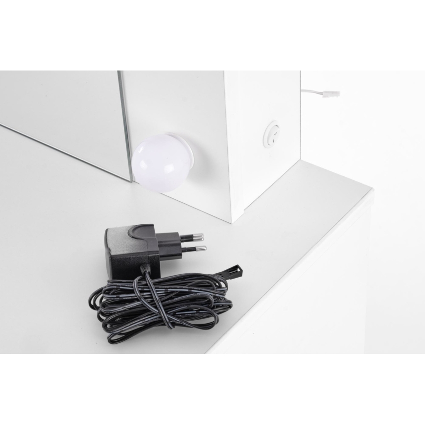 Peilipöytä LED-valolla HOLLYWOOD 140x94 cm valkoinen