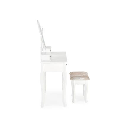 Peilipöytä SARA 80x130 cm + stool 45x37 cm valkoinen