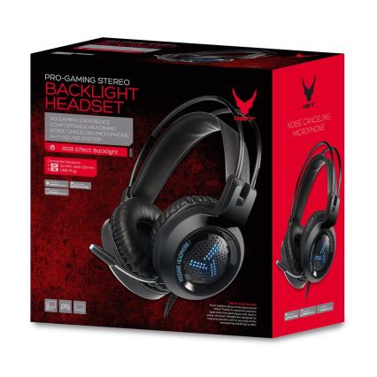 Pelikuulokkeet LED RGB VARR mikrofonilla 3.5