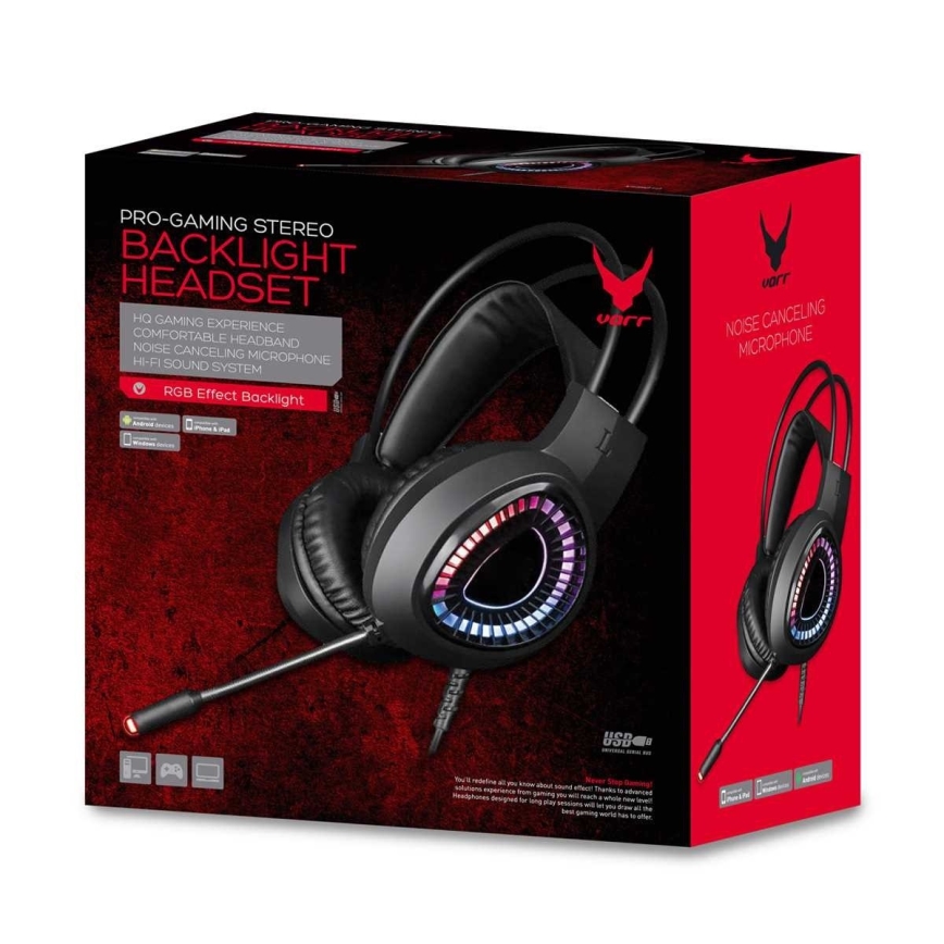 Pelikuulokkeet LED RGB VARR mikrofonilla 7.1