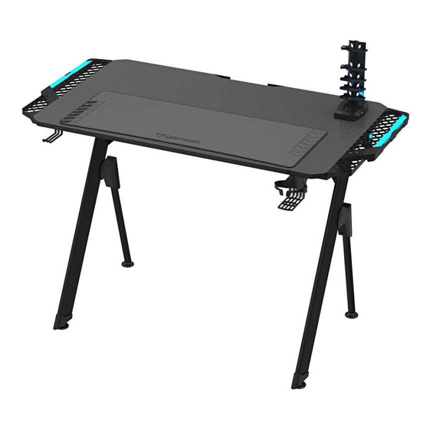 Pelipöytä FALCON LED RGB taustavalo 116x60 cm musta