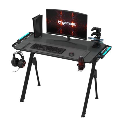 Pelipöytä FALCON LED RGB taustavalo 116x60 cm musta