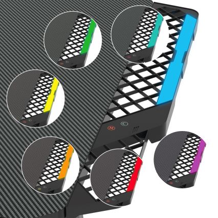 Pelipöytä FALCON LED RGB taustavalo 116x60 cm musta