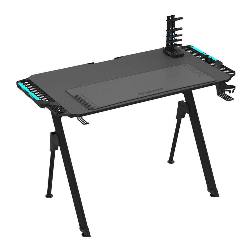 Pelipöytä FALCON LED RGB taustavalo 116x60 cm musta