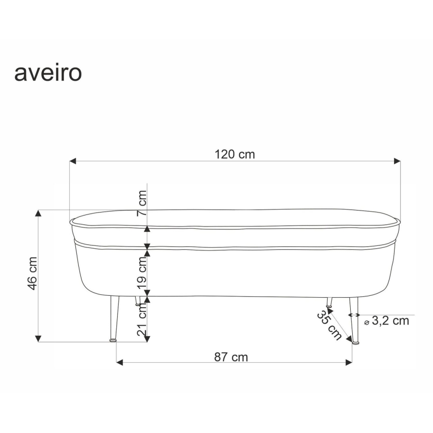 Penkki jossa on säilytystilaa AVEIRO 46x120 cm valkoinen