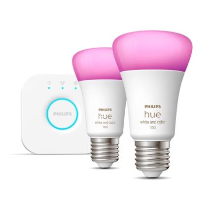 Perussetti Philips Hue WHITE AND COLOR AMBIANCE 2xE27/9W/230V 2000-6500K + liitäntälaite