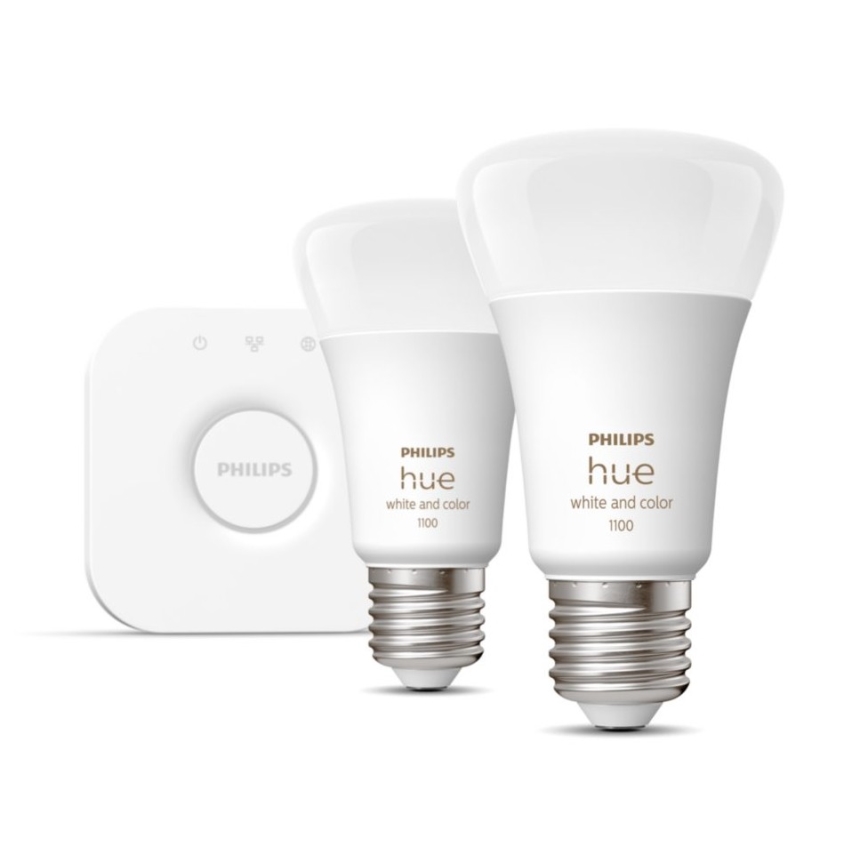Perussetti Philips Hue WHITE AND COLOR AMBIANCE 2xE27/9W/230V 2000-6500K + liitäntälaite