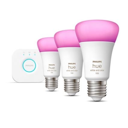 Perussetti Philips Hue WHITE AND COLOR AMBIANCE 3xE27/9W/230V 2000-6500K + liitäntälaite