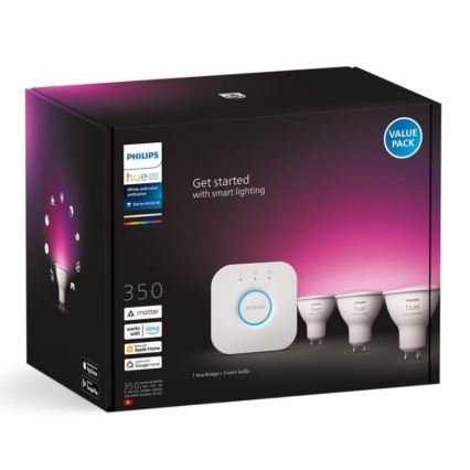 Perussetti Philips Hue WHITE AND COLOR AMBIANCE 3xGU10/5,7W/230V 2000-6500K + laite yhdistämistä varten