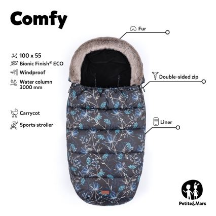 PETITE&MARS - SETTI Lapsen makuupussi 4-in-1 COMFY + rattaiden käsisuojat FURRY Pastel Peach