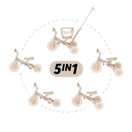 PETITE&MARS - Lasten kolmipyörä 5-in-1 TURBO LIMITED Pink Meadow